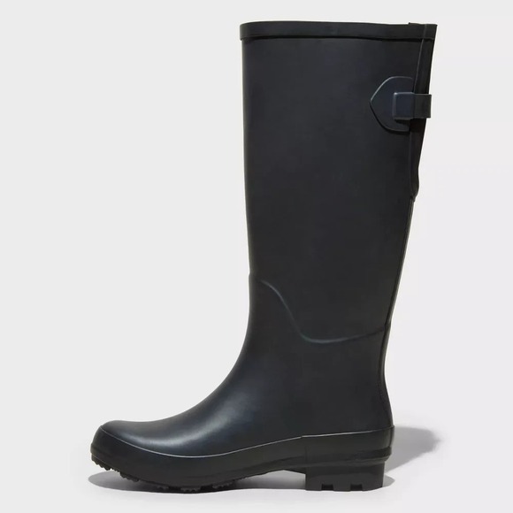 Women's River Tall Rain Boots - A New Day Black 7 - Picture 1 of 8